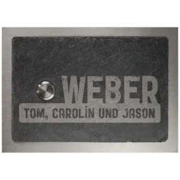 Klingel aus Schiefer und Edelstahl 17 x 12 cm - Design Crushed