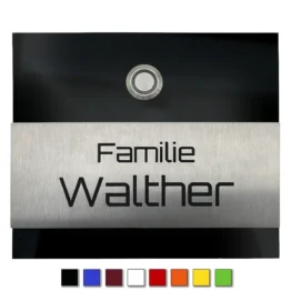 Klingelplatte aus Acrylglas und Edelstahl - mehrere Farben - Klingelknopf oben