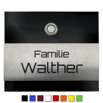 Klingelplatte aus Acrylglas und Edelstahl - mehrere Farben - Klingelknopf oben