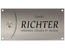 Klingelschild aus Edelstahl 200 x 100 mm Design Classic