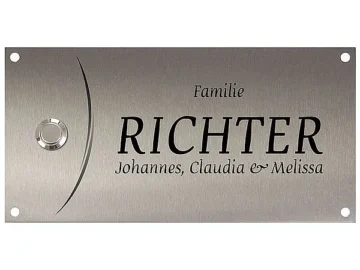 Klingelschild aus Edelstahl 200 x 100 mm Design Classic