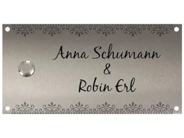 Klingelschild aus Edelstahl 200 x 100 mm Design Floral