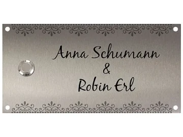 Klingelschild aus Edelstahl 200 x 100 mm Design Floral