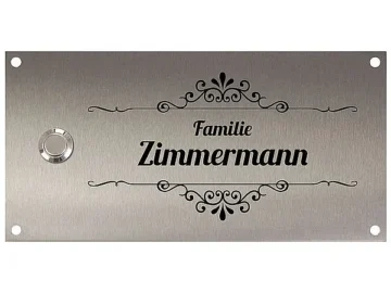Klingelschild aus Edelstahl 200 x 100 mm Design Vintage