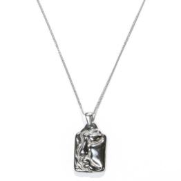 Laura Ferini Damen Halskette Faccina Silber - Silber Halskette mit Anhänger - 18K Weißgold vergoldet - Halskette - Halskette - Schmuck - Accessoires - Damen Halskette mit Anhänger