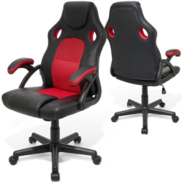 LifeGoods Gaming Stuhl - Verstellbar - Kunstleder - Rot/Schwarz