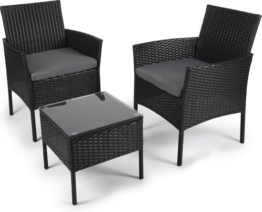 Lifetime Garden Gartenset - Lisbon Lounge Set - 3 Stück - Gartenstühle und Beistelltisch - Rattan - Schwarz - Garten, Balkon und Terrasse