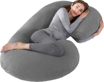 LitolloÂ¬Ã† Umstandskissen (C-Form) - Stillkissen - Körperkissen - 280cm - Memory Foam Füllung - Grau