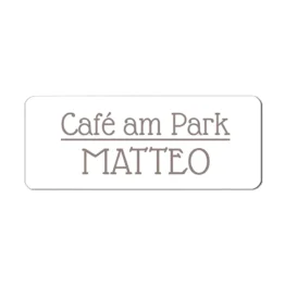 Magnetisches Namensschild zum Anstecken mit Text und Symbol - 65 x 25 mm | weiss