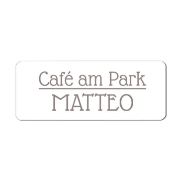 Magnetisches Namensschild zum Anstecken mit Text und Symbol - 65 x 25 mm | weiss