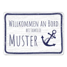 Maritimes Türschild weiß/navy Format A4