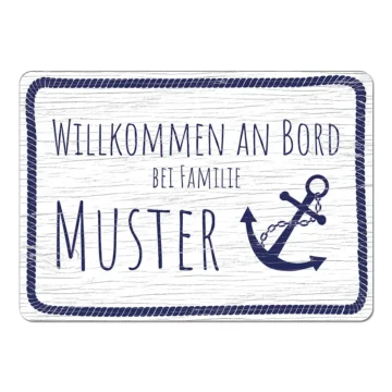 Maritimes Türschild weiß/navy Format A4