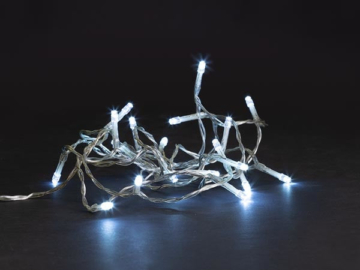 Meissa LED, Lichtgirlande, 2 m, 20 LEDs, kaltweiß, transparentes Kabel, für Innenräume, Modulator, exkl. Batterien.