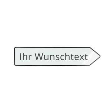 Metall Richtungspfeil mit individueller Beschriftung 51 x 11,4 cm | weiß