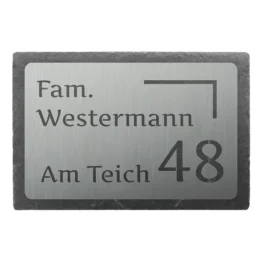 Moderne Kombination aus Edelstahl und Schiefer als Hausnummer Kombi 6