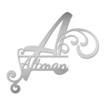Monogramm mit Familienname | Ornament Edelstahl