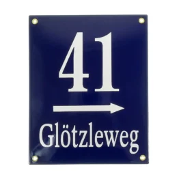 Münchner Emaille Hausnummer mit Straßenname | 30 x 40 cm