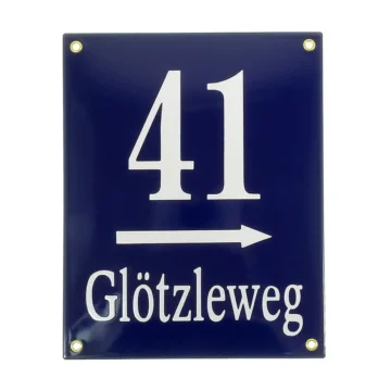 Münchner Emaille Hausnummer mit Straßenname | 30 x 40 cm
