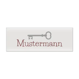Namensschild aus Aluminium weiß mit Wunschtext und Symbol | 10 x 3.5 cm