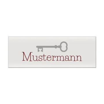 Namensschild aus Aluminium weiß mit Wunschtext und Symbol | 10 x 3.5 cm