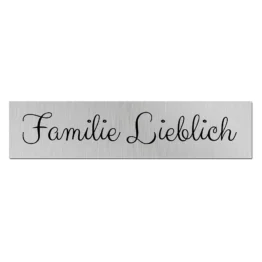 Namensschild mit Wunschtext und Symbol silbern/schwarz | 15 x 3.5 cm