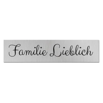 Namensschild mit Wunschtext und Symbol silbern/schwarz | 15 x 3.5 cm
