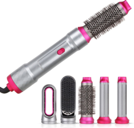 Niceey Fönbürste 5-in-1 - Lockenbürste - Grau/Rosa