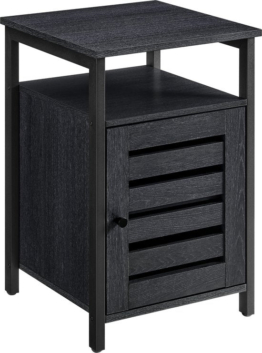 O'DADDYÂ® Nachttische industrial - Beistelltisch - Nachttisch mit Tür und Einlegeböden - 40 x 40 x 60 cm - schwarz/dunkelgrau