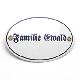 Ovales Emaille Tuerschild | mit 1-zeiligem Wunschtext 15 x 10 cm