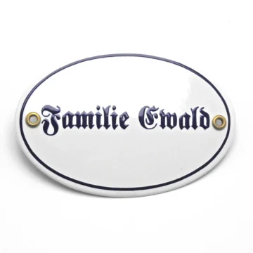 Ovales Emaille Tuerschild | mit 1-zeiligem Wunschtext 15 x 10 cm