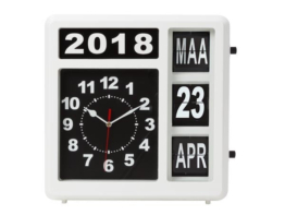 Perel Flipchart Wanduhr mit Kalender - 31 x 31 cm - niederländisch