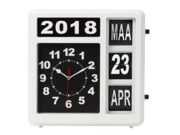 Perel Flipchart Wanduhr mit Kalender - 31 x 31 cm - niederländisch