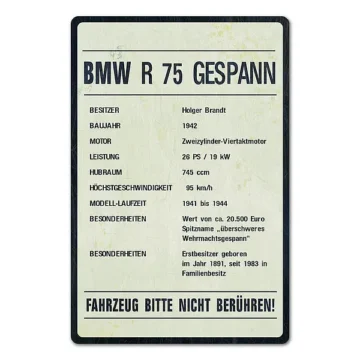 Präsentationsschild für Motorrad-Oldtimer 200 x 300 mm