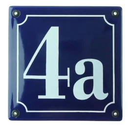 Quadratische Hausnummer aus Emaille 14,8 x 14,8 cm | blau/weiß