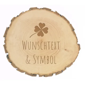 Runde Baumscheibe aus Holz in zwei Größen - mit Gravur
