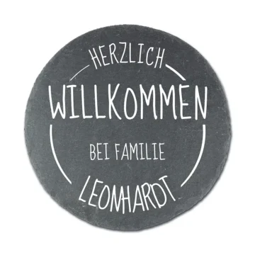 Rundes Schiefertürschild | Herzlich willkommen