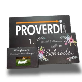 Schieferschild mit eigenem Logo und Wunschtext in verschiedenen Größen | Farbdruck