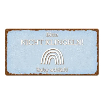 Schild "Bitte nicht klingeln" blau