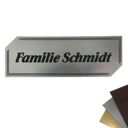 Schild für Tür mit Wunschtext 100x35mm Sechseck