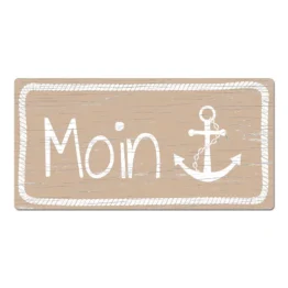 Schild Moin oder mit einem anderen Wunschtext cappuccino 20 x 10 cm