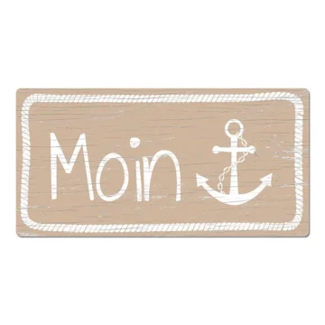 Schild Moin oder mit einem anderen Wunschtext cappuccino 20 x 10 cm