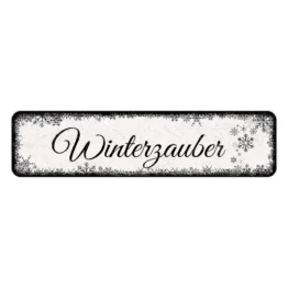 Schild Schneeflöckchen mit Wunschtext - Farbe weiß - Format 30 x 7,5 cm