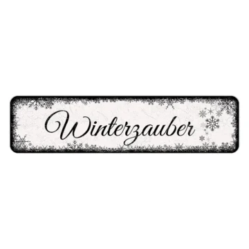 Schild Schneeflöckchen mit Wunschtext - Farbe weiß - Format 30 x 7,5 cm