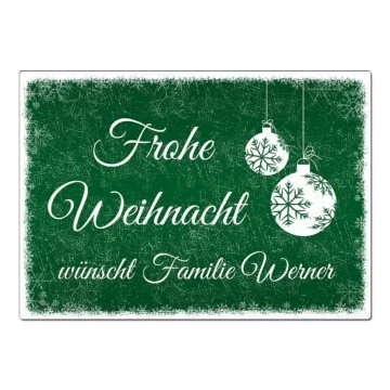 Schild Weihnachten mit Wunschtext - Farbe grün - Format A4 (29,7 x 21 cm)
