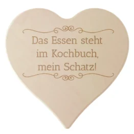 Schneidebrett Herz mit graviertem Spruch Größe 24 cm - Gravur