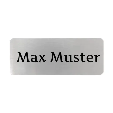 Silbernes Namensschild zum Anstecken mit Magnet - 65 x 25 mm