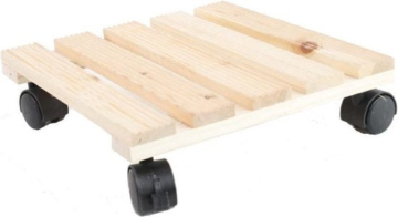 Stabiler Pflanzenroller Holzräder FSC Holz 29x29 cm Braun