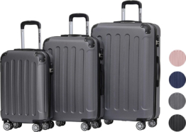 TRVLMORE Kofferset - 3 Stück - 38L (Handgepäck) + 70L + 110L - Dunkelgrau