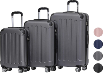 TRVLMORE Kofferset - 3 Stück - 38L (Handgepäck) + 70L + 110L - Dunkelgrau