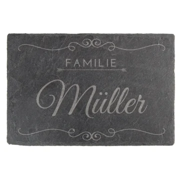 Tür- & Namensschild aus Schiefer 15 x 10 cm - Design Vintage